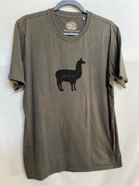 Prana Olive Green/Brown Short-Sleeve Crewneck Tee with Llama Graphic